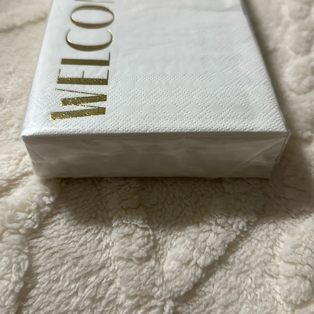 Sheffield Home WELCOME White Gold Guest Paper Towel Napkins 32 Count